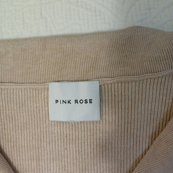 Pink Rose Sweater Vest Beige Knit Sleeveless With Collar Womens L - Picture 2 of 9
